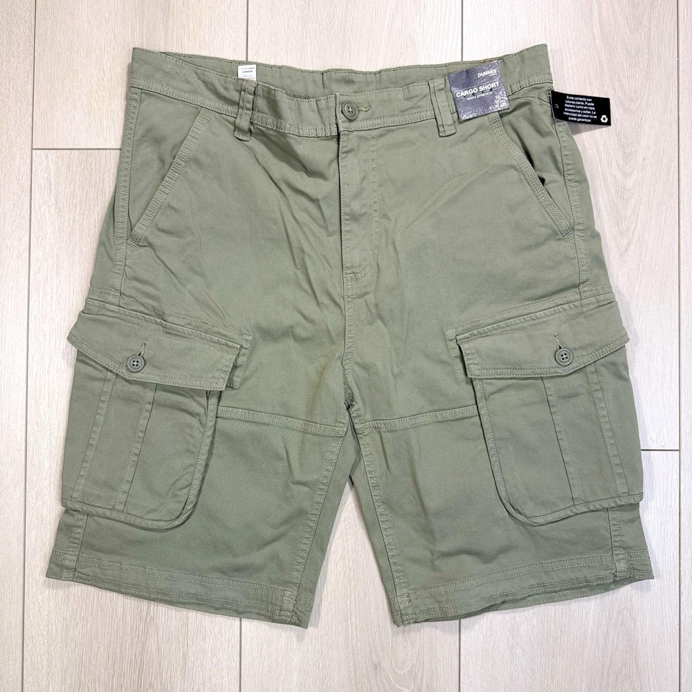 Dunnes Stores‎ Men's Cargo Shorts Khaki Green 36 Stretch Utility Pockets NWT